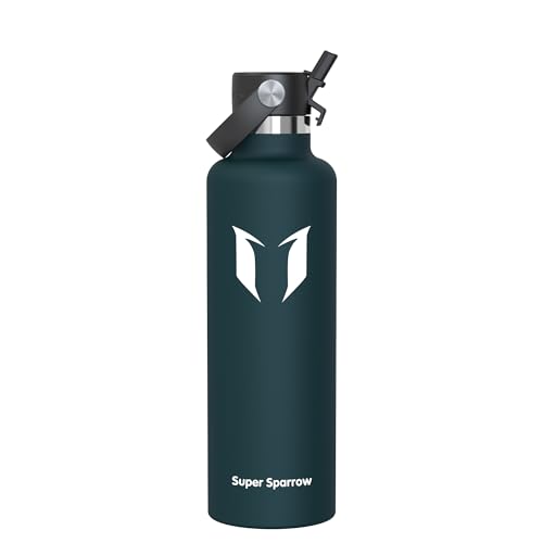 Super Sparrow Botella Agua Acero Inoxidable - Botellas Termica 1000ml - Sin BPA - Termo Cantimplora con Pajita Vacío, para Deporte, Viaje, Escuela, Exterior, Oficina, Gimnasio