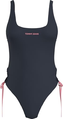 Tommy Hilfiger One Piece Side Tie (Ext Sizes) Kadın Mayo, Mavi, Xs