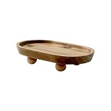 T Tooyful ディスプレイ用の小さな木製ライザートレイ ソープライザー キャンドルスタンド 木製台座ディスプレイライザー 化粧台 リビングルーム 玄関用, オーバル 11.8x19.8x4.3cm