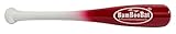 BamBooBat 18" Hand Trainer/Glove Pounder Wood Baseball Bat, White Handle/Bright Red