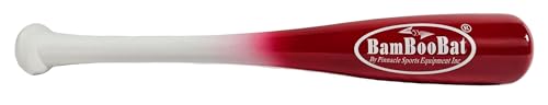 BamBooBat 18' Hand Trainer/Glove Pounder Wood Baseball Bat, White Handle/Bright Red