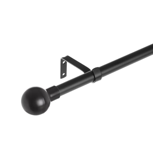 LOLAhome Set de Barra de Cortina Extensible de 160 a 300 cm, 2 escuadras y 2 terminales Negro de Metal y plástico ABS