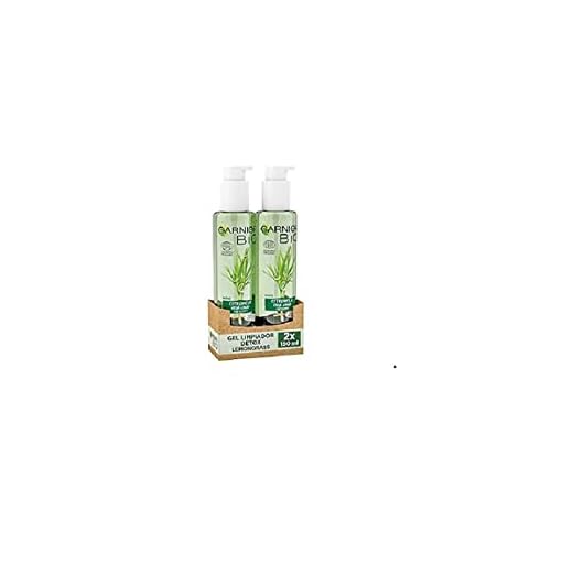 Garnier BIO Gel Limpiador Detox Lemongrass con Agua de Flor de Aciano Ecológica - Pack de 2 x 150 ml = 300ml