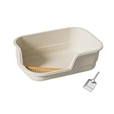 Generic 猫用トイレサンドボックス、オープンタイプ、ペット用大型トイレ、持ち運び可能なベッドパン, ベージュ
