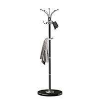 OIRUMIE Coat Rack with Natural Marble Base, Solid 201 Stainless Steel Coat Rack Freestanding, Coat Rack Stand with 8 Hooks, Coat Tree Hats Hanger for Entryway, Hallway