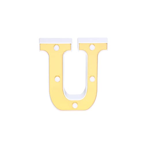 Image of Efavormart 6 inch Gold Marquee Letter U, Mirror Front Warm White LED Light Up 3D Sign, Battery Operated 72H Glow for Wedding Party & Wall Decor
