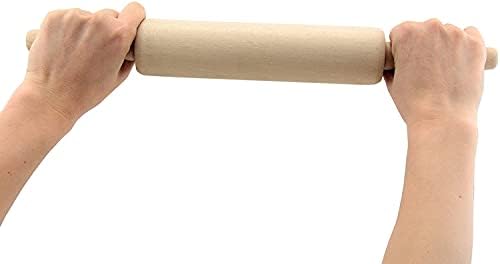 Glow Deluxe Revolving Rolling Pin  Professional Grade 41cmx5cm Classic Natural Beechwood Easy to Move & Roll Pastry Bread Dough Cookie Biscuit Roti Nan  Sturdy Durable Kitchen Chef Baking