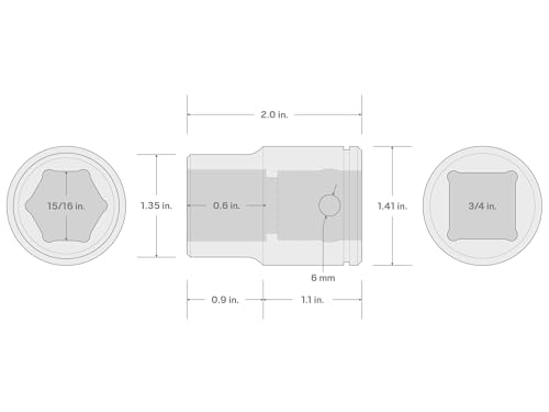 Image of TEKTON 3 /4 Inch Drive x 15 /16 Inch Shallow 6-Point Socket | SHD32024