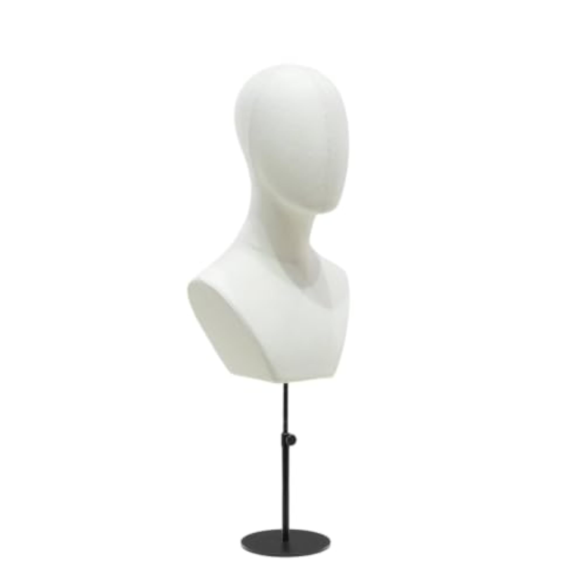 Textile-Covered Mannequin Head with Shoulders, Freestanding