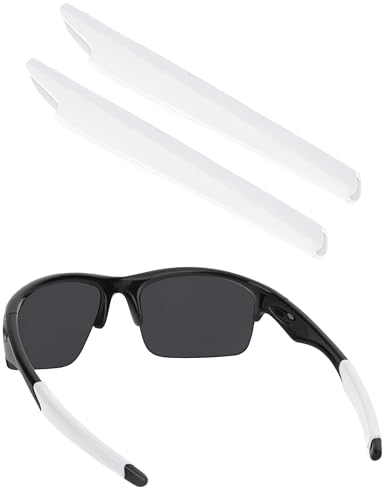 Image of BLAZERBUCK Replacement Temple Sleeves Ear Socks for Oakley Bottle Rocket OO9164 Sunglass - Black + White