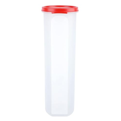 Image of SIMPARTE Smart Slim Storage Air-Tight & Leak Resistant Plastic Round Modular Container For Juice, Snacks, Cookies, Wafers, Stackable, BPA Free, Refrigerator Safe (1100ML, Red, Set of 2)