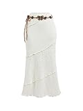 Fabric: Nice skin touch, soft and breathable, fabric has medium stretch Feature: Embroidered, Tiered, Belted, High Waisted, Fish Tail, Lettuce Trim, Solid, Long Skirts for Women Occasion: This stylish long skirt is an ideal choice for travels, vacati...