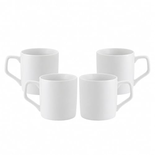 Image of Clay Craft Ceramic Coffee Mug Set - Microwave Safe & Glossy Finish - White - Durable Drinkware for Tea, Coffee, Home, Office & Kitchen Use - 215ml (Set of 4)