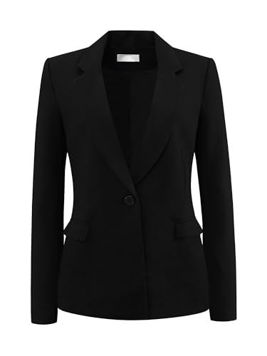 Women's Formal Work Blazer Notch Lapel One Button Long Sleeve Suit Jacket
