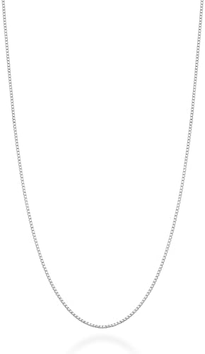 Miabella Solid 925 Sterling Silver Italian 1mm Box Chain Necklace for Women Men, Made in Italy