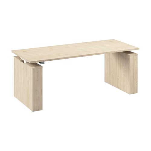 Bush-Business-Furniture-72-inch-Electric-Height-Adjustable-Standing-Desk-Ergonomic-Sit-Stand-Computer-Table-for-Home-and-Professional-Office-Stratus-Collection-Natural-Elm-with-White-Base Bush Business Furniture 72-inch Electric Height Adjustable Standing Desk, Ergonomic Sit-Stand Computer Table for Home and Professional Office, Stratus Collection, Natural Elm with White Base - Image 1