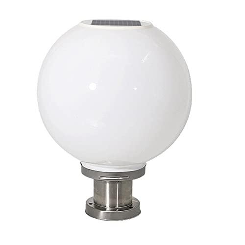 Farol Pie Sobremuro Exterior Pilares Solares en Forma de Bola Blanca Lámpara de poste impermeable de acero inoxidable Bola Redonda LED Columna Cabeza de Luz for Jardín Villa Valla Cubierta Cap Luz ( C