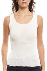 Oscalito Women's Lettuce Edge Ribbed Wool & Silk Scoop Neck Tank Top 3442R