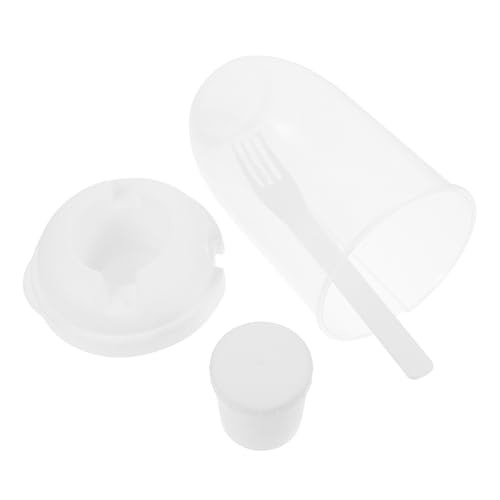 GRIRIW Fresh Meal Container Portable Salad Shaker Cup with Fork and Leakproof Lid for Lunch Stylish Jar for Breakfast for Vegetables and Fruits White