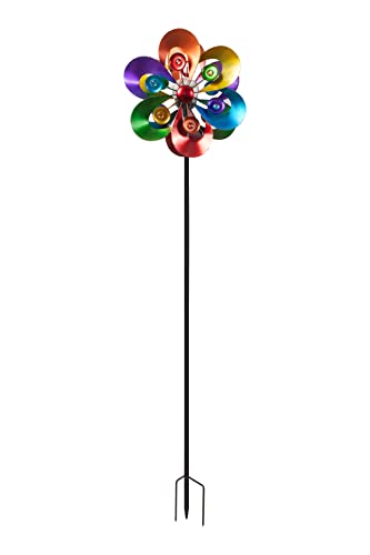 Solar Wind Spinner,Garden Wind Catcher Wind Mills, Solar Powered Rgb Color Changing Led With Glass Ball, 60Inch Outdoor Metal Patio Aculptures Dual Direction Decorative Lawn Ornament Wind Mill #TOP3