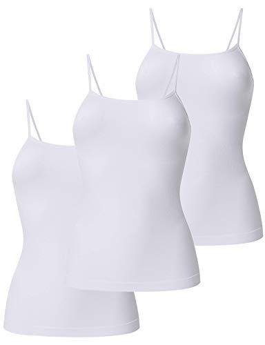 TAIPOVE Caraco Basique à Bretelles Fines Réglables Débardeur Tops été sans Manches pour Femme Blanc*3 L