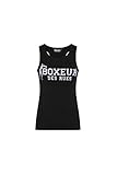 Composition : 95%co5%ea BOXEUR DES RUES - Black Racer-Back Tank Top with Front Maxi Logo, Woman