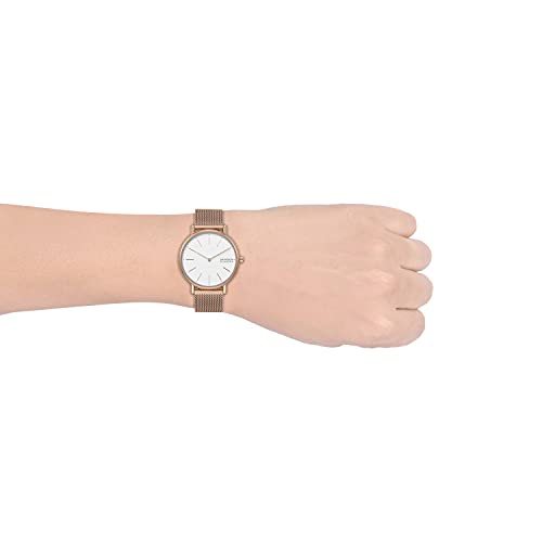 Image of Skagen Stainless Steel Analog White Dial Women Watch-Skw2784, Gold Band