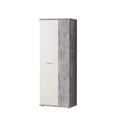 Meubletmoi Meuble à Chaussure 2 Portes Bois Blanc décor béton - Class