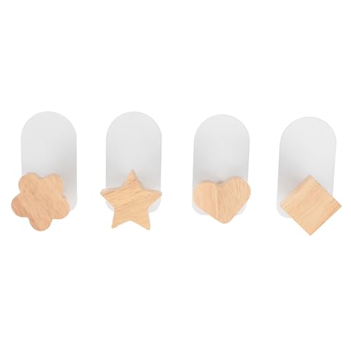 Didiseaon Gancho Adhesivo para Abrigos de Uso Doméstico, 4 Unidades Mixtas de Metal y Madera, sin Clavos, Multiusos para Dormitorio, Baño y Cocina, Soporte de Pared Varios estilos