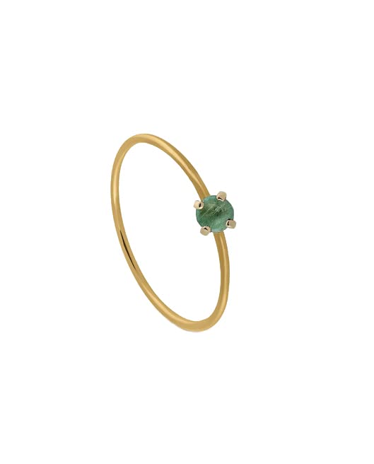 Bea Soldado ANILLO ESMERALDA MUJER ORO AMARILLO 9K Y ESMERALDA DE 3MM EN TALLA 12.