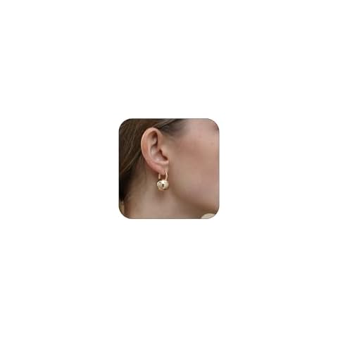 Ascona Gold Hoop Earrings, Gold Ball Drop Dangle Leverback Earrings for Women, Hypoallergenic Lightweight Gold Plated Dainty Earrings Fashion Jewelry(24mm ball gold) Cover