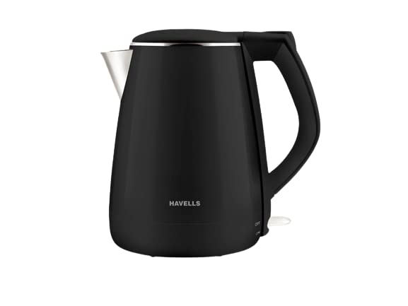 1.2 LTR Double Wall Kettle/Stainless Steel Inner Body/Cool Touch Outer Body 1500 W Electric Kettle (Black)