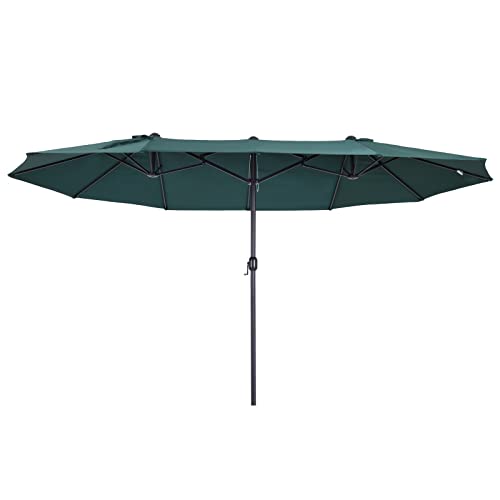 Outsunny Parasol de jardin exterieur parasol double rectangulaire 4,6L x 2,7l x 2,4H m avec ouverture fermeture manivelle, cadre en acier, toile 180 g/m²,...