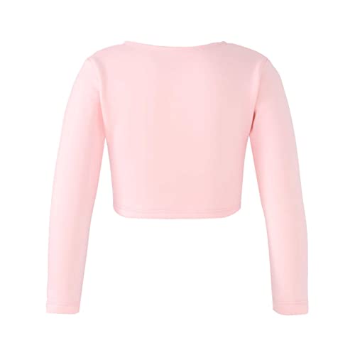 CHICTRY Girls Ballet Wrap Top Long Sleeve Knot Cardigan Sweater Pullover Crop Tops Dance Dress Cover Up2