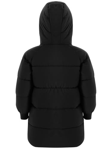 Unisex Kids Winter Warm Hooded Puffer Coat Girls Casual Padded Jacket with Pockets Long Down Outwear for Skating4