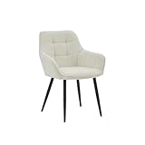 Colenis   Chaise de Salle à Manger Oriana   Ensemble de 4   Blanc   Bouclé   Design Moderne avec Dossier Incurvé et Siège Rembourré
