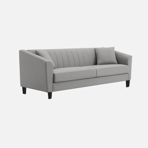 Image of Avion Natalia 3 Seater Velvet Sofa for Living Room Light Grey Luxury Plush Fabric Couch Modern Comfortable Upholstered Sofa Premium Home Furniture Lounge Seating