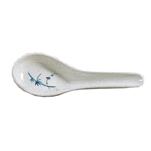 FSE 7002BB Chinese Spoon, 1/2 oz., 4-3/4" x 1-3/8", Break-Resistant, Dishwasher Safe, Melamine, Blue Bamboo, Pack of 12