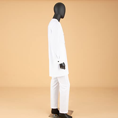 African Clothes for Men Three Chain Dashiki Coats and Ankara Pants 2 Piece Set Outfits for Wedding Evening4