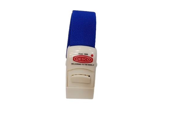 Image of DESCO Surgical Tourniquet Elastic Belt for Blood Collection with Plastic Buckle Pack of 1 (Blue)