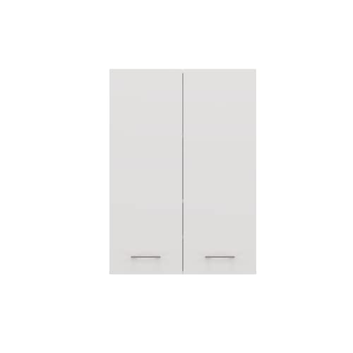 CDF Hängeschrank über Waschmaschine Badezimmerschrank, Wandregal mit Langen Türen, Waschmaschinenschrank, Moderner Schrank über der Waschmaschine - 64 x 90 x 30 cm - Weiß