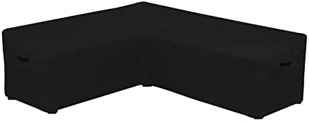 Linkool Outdoor Furniture Covers Patio Sectional Couch Protector Waterproof V Shaped Black Small Size 85x34x30H Inches
