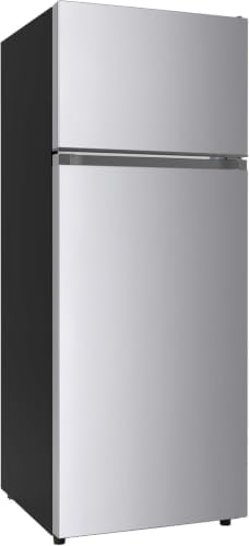 FILMDONGDONG 2 Door Apartment Size Refrigerator with Freezer, 7.5 cu ft, Adjustable Spill-Proof Shelves, Crisper Bins, Platinum Silver, Garage Ready