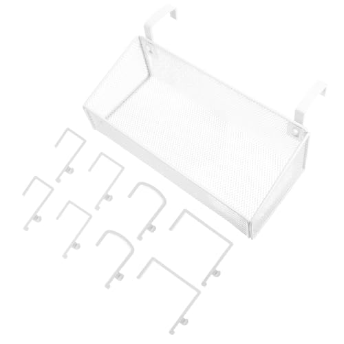 JUMPLAWN Bedside Hanging Storage Organizer Rack Metal Basket for Bunk Beds Collage Dorm and Office Use Multipurpose White Storage for Essentials Like Books and Phones