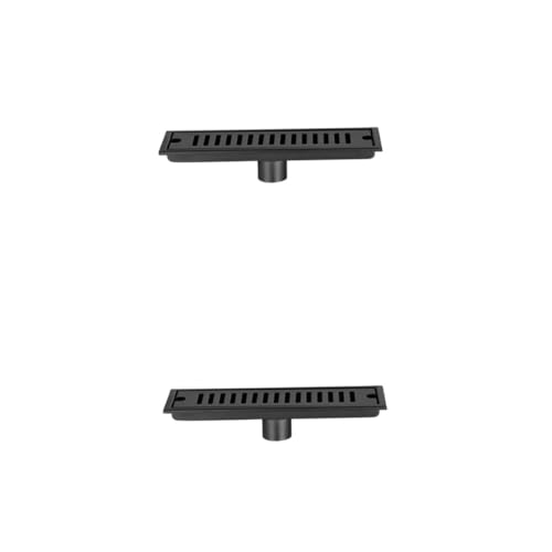 Uonlytech 2 Piezas Drenaje de Piso barrena bañera Sello filtrar enchufar rugerizado colador de desague desagüe de Piso de Ducha Rectangular Filtro a Prueba de olores Acero Inoxidable Black