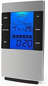 Thermometer Hygrometer Weather Station Clock Room Temperature and Humidity Monitor Gauge Battery Operated