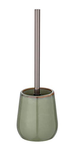WENKO WC-Garnitur Mod. Sirmione Bürstenhalter aus Keramik geschlossene Standgarnitur inklusive Toilettenbürste aus robustem Kunststoff Bürstenkopf auswechselbar Ø 10 5 x 40 cm Grün/Kupfer