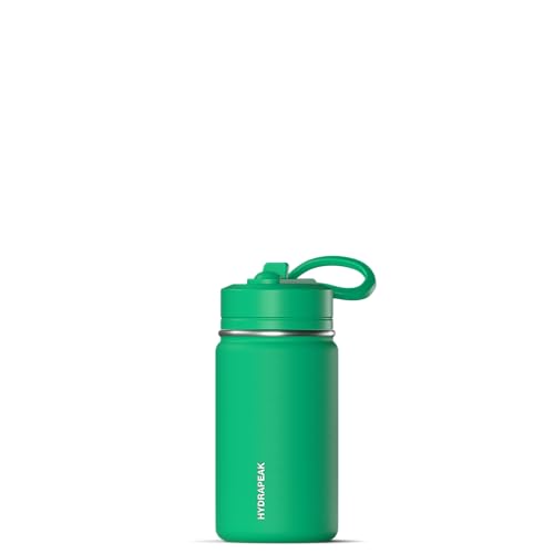 Hydrapeak Mini 14oz Water Bottle with Straw Lid, Stainless Steel Double Wall Insulated Water Bottle | Leak-Proof and Spill-Proof Water Bottle, 24 Hours Cold (Jade)
