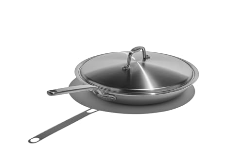 Heritage Steel Eater Series 12 Inch Frying Pan with Lid | Made in USA | 5-Ply Fully Clad Stainless Steel | Stay Cool Handle Design | Induction Ready & Non-Toxic