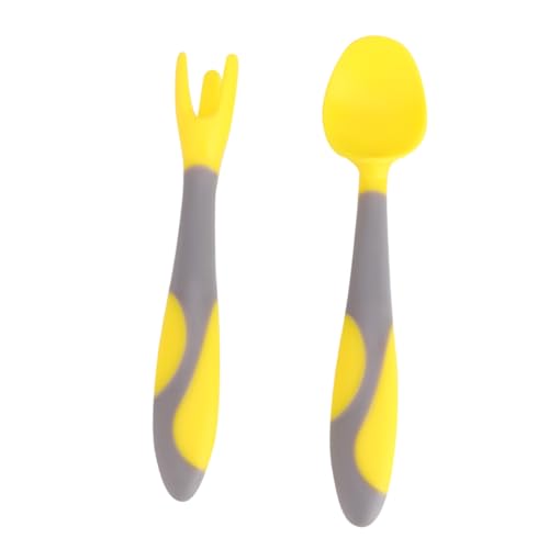 VANZACK 1 Set Fork and Set Utensil Training Weaning Doddle Forks Cutlery Eating Tableware for Yellow